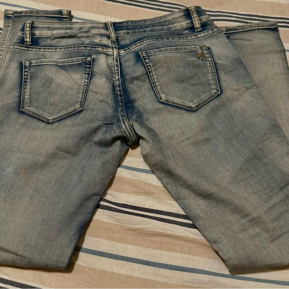 VIP Unisex Biker Ripped Jeans - Picture 8 of 10